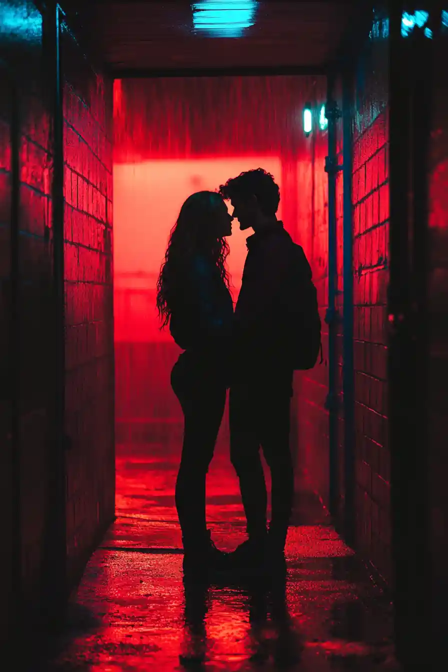 Cinematic scene of youth in dramatic light and shadow