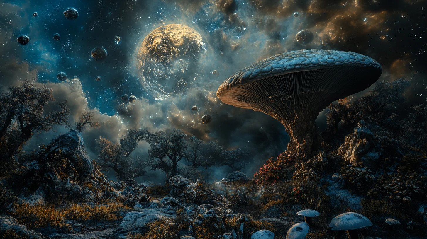 Surreal alien creature in a dark fantasy illusion