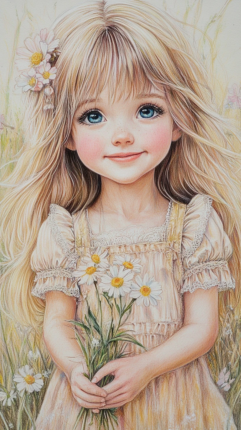 Smiling blonde girl holding primroses in spring garden