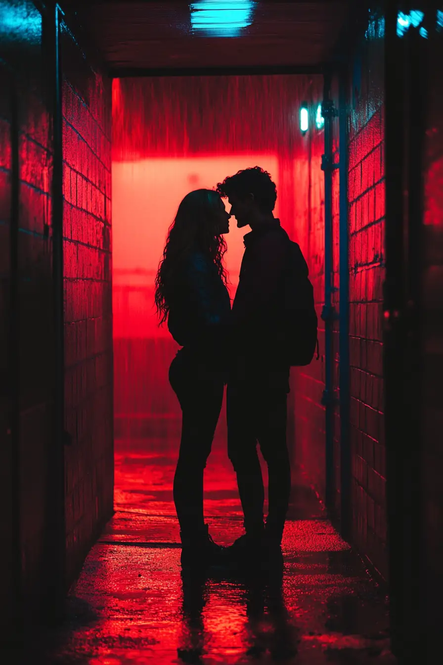 Cinematic scene of youth in dramatic light and shadow