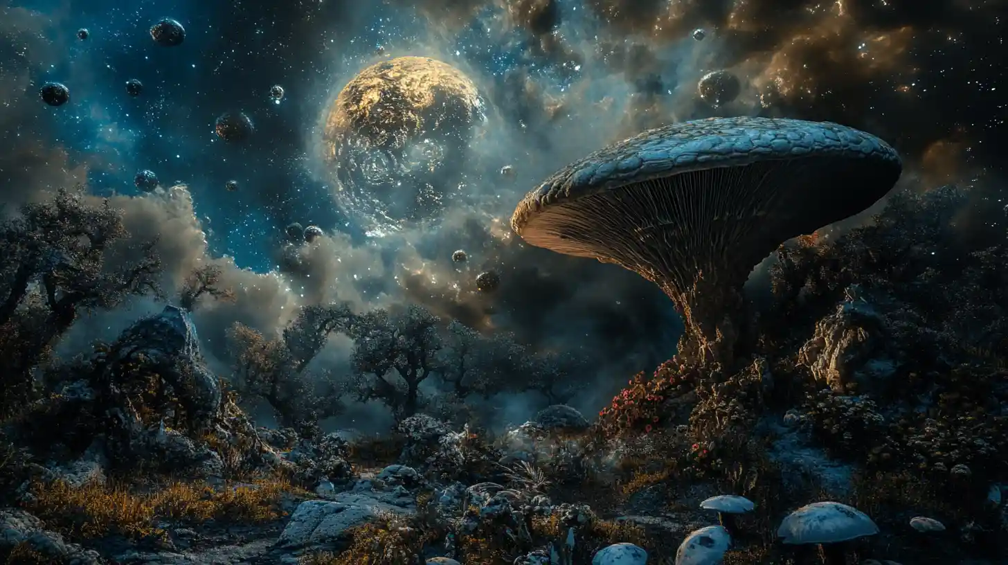 Surreal alien creature in a dark fantasy illusion