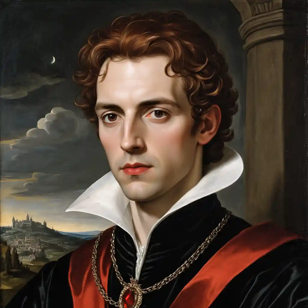 Renaissance portrait of a Spanish vampire king warlock