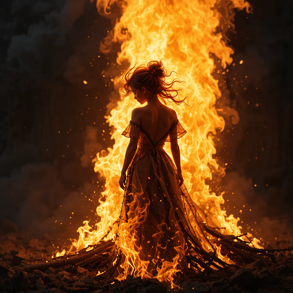 Flames Transforming Into New Life Rising From Ashes