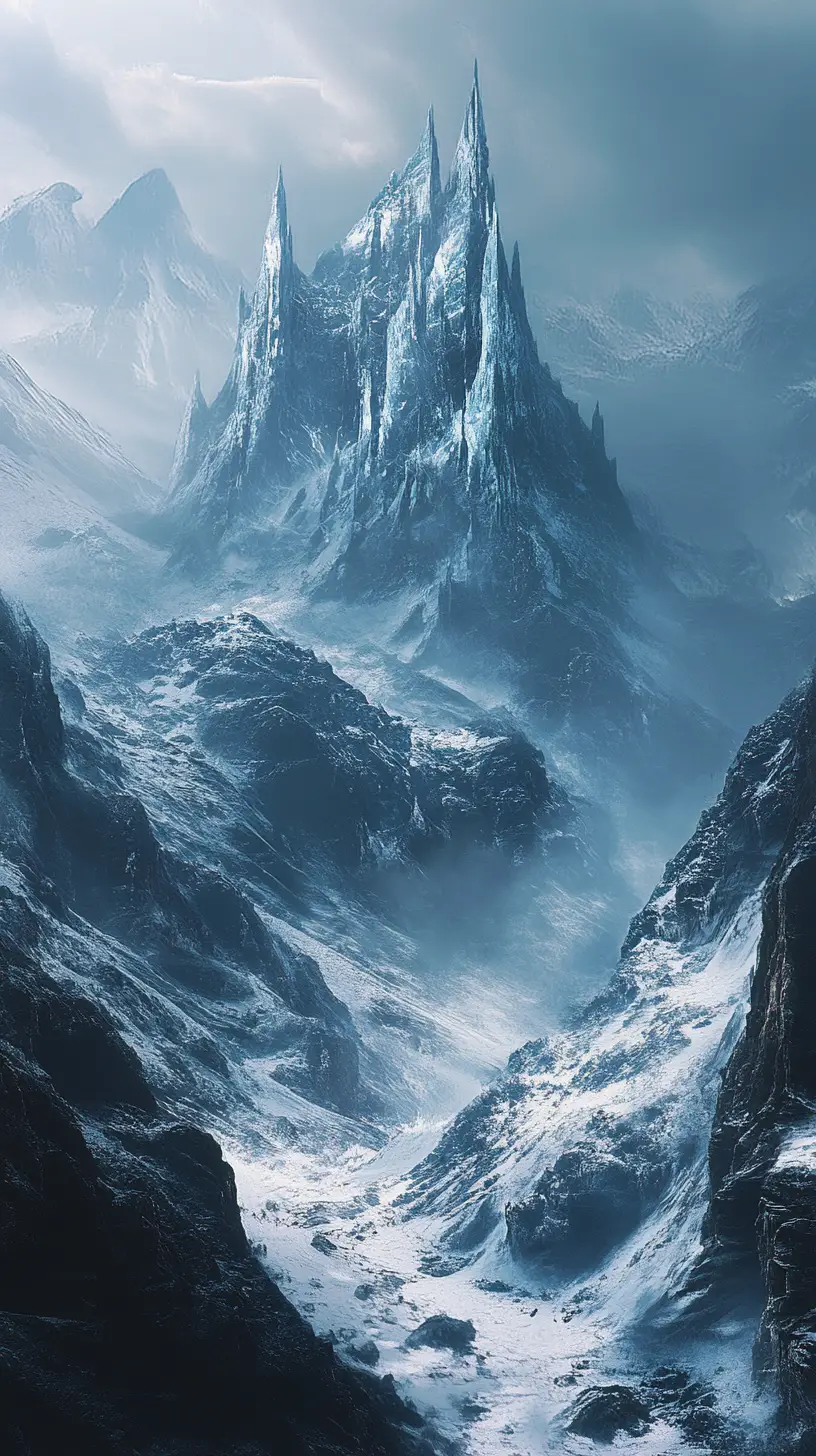 Vast frozen tundra wasteland of snow and jagged ice