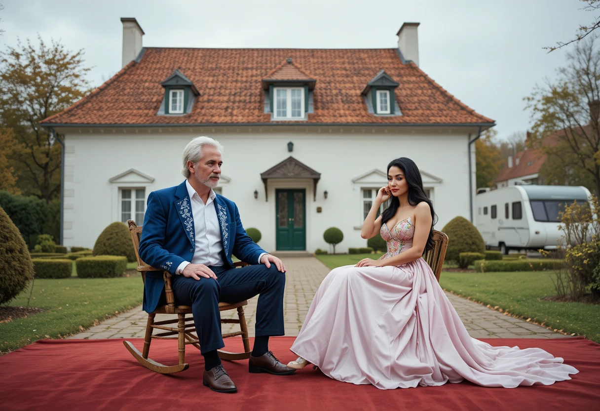 Casa francesa tradicional com jardim vista de cima