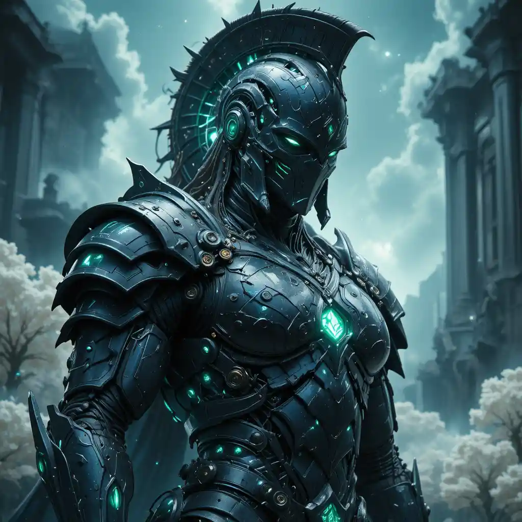 Futuristic Gladiator Armor With Cybernetic Chameleon Design