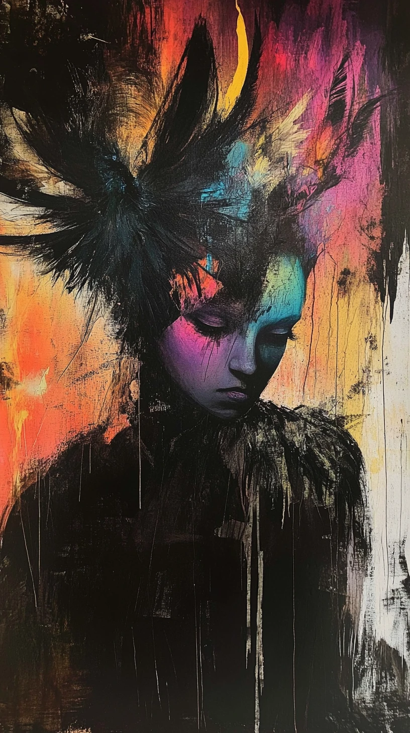 Grafite de fantasia sombria colorida em suaves traços aveludados