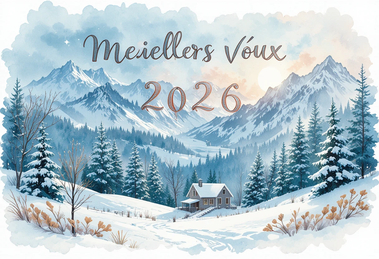 雪の冬景色の2026年ベクターグリーティングカード