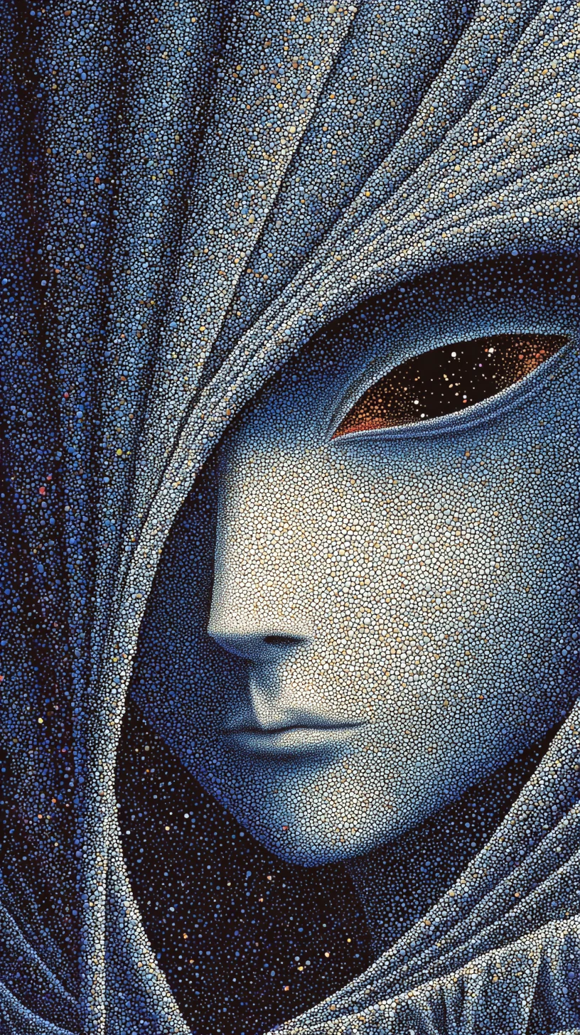Mujer de Polvo de Estrellas en Retrato Fantástico en Primer Plano Cósmico