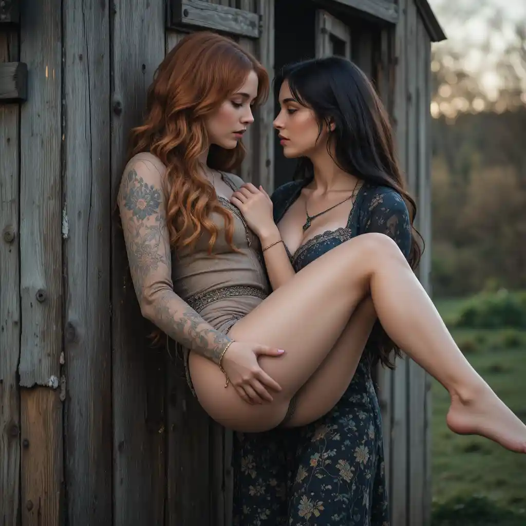 Close up of two women in warm evening sunlight