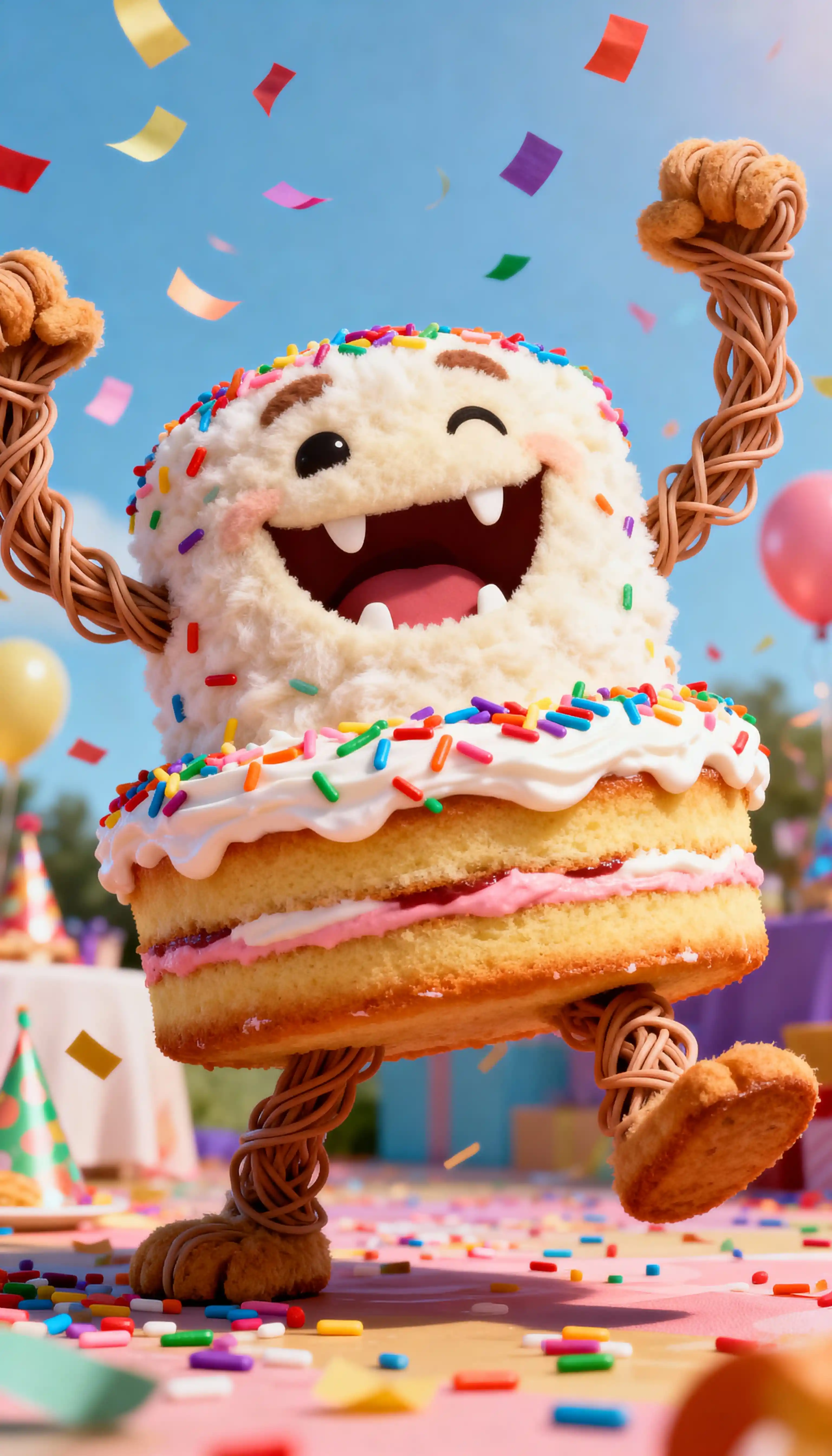 Créature Gâteau de Dessin Animé à une Fête Colorée