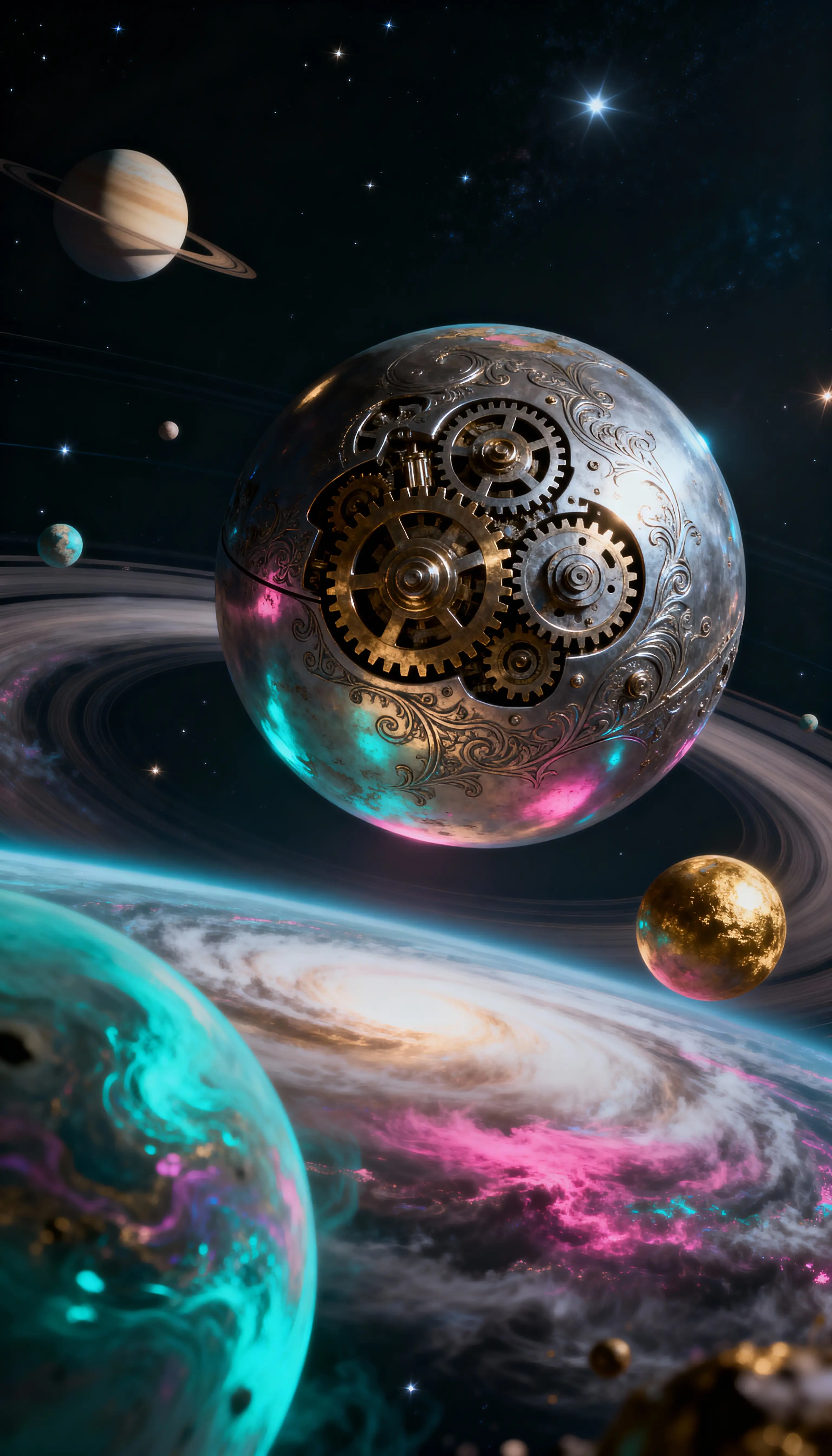 Gigantic Mechanical Gear Planet In A Distant Solar System