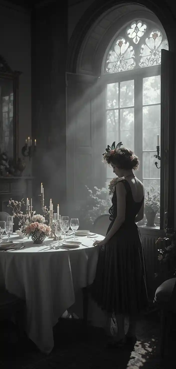 Elegant woman at a country house party in 1925 England