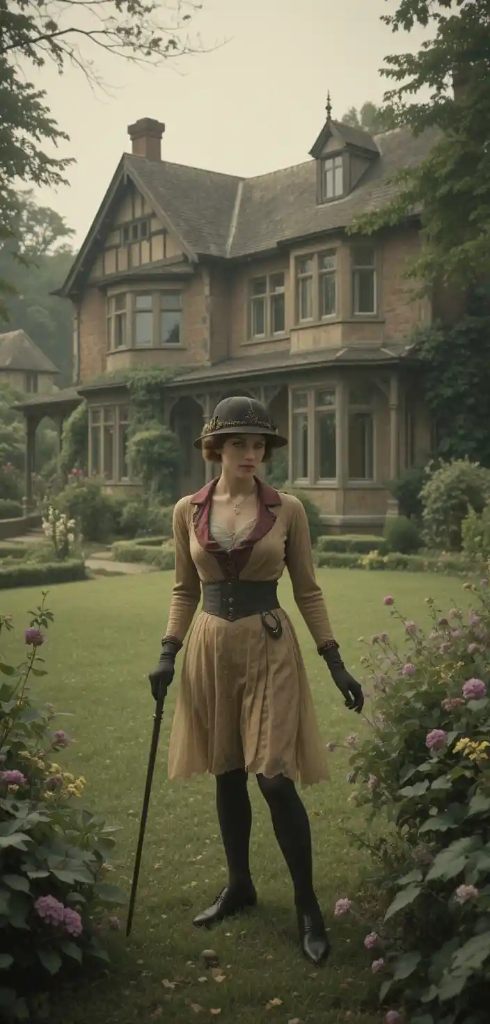Elegant woman at a lavish 1925 English country house party
