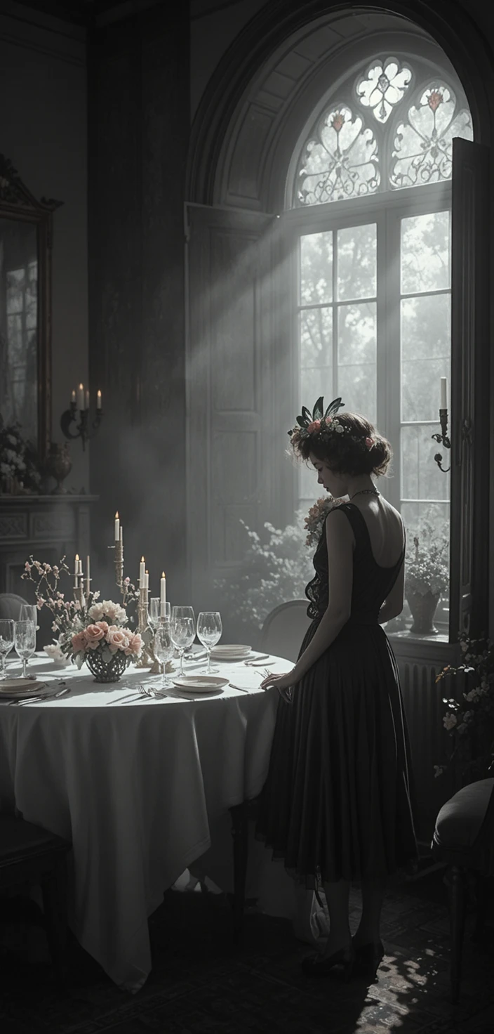 Elegant woman at a country house party in 1925 England