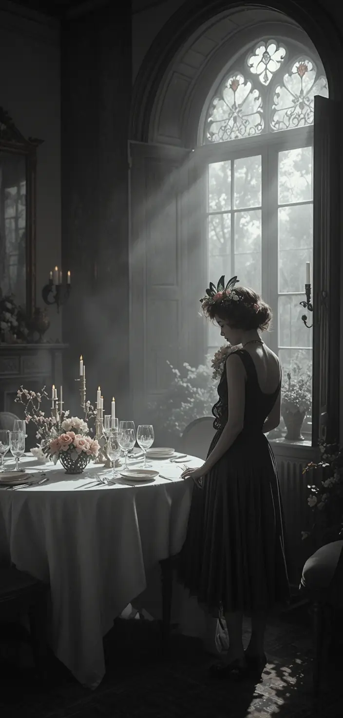 Elegant woman at a country house party in 1925 England