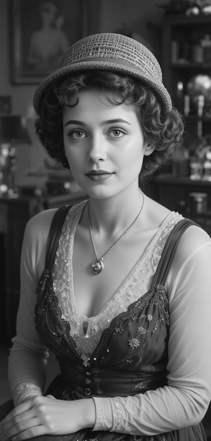 Elegant woman in 1925 English country house gathering