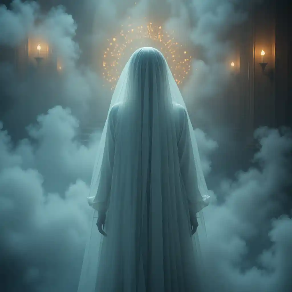 Novia Fantasmal en Luz Volumétrica y Niebla Densa