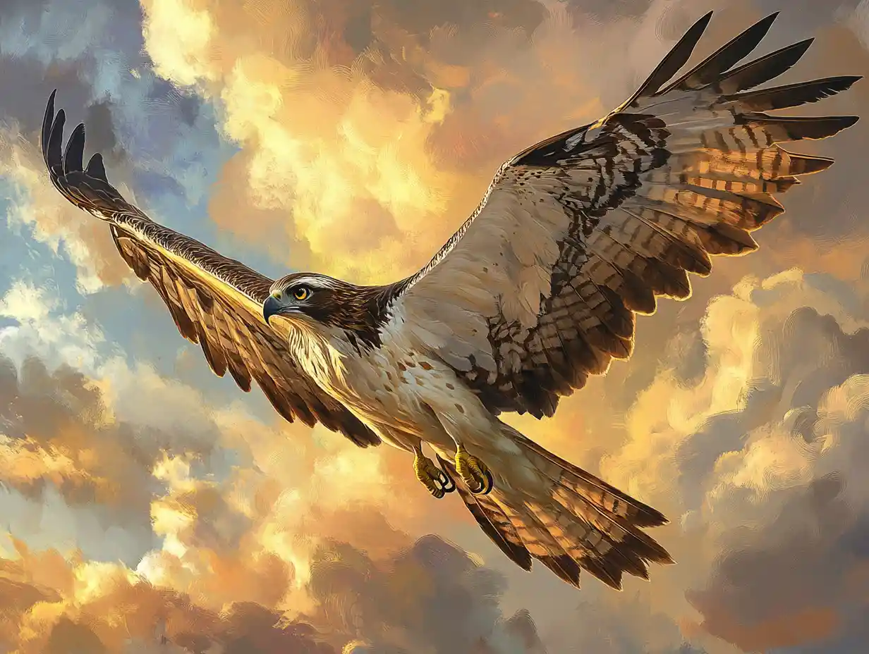 Majestic bird of prey soaring across the open sky