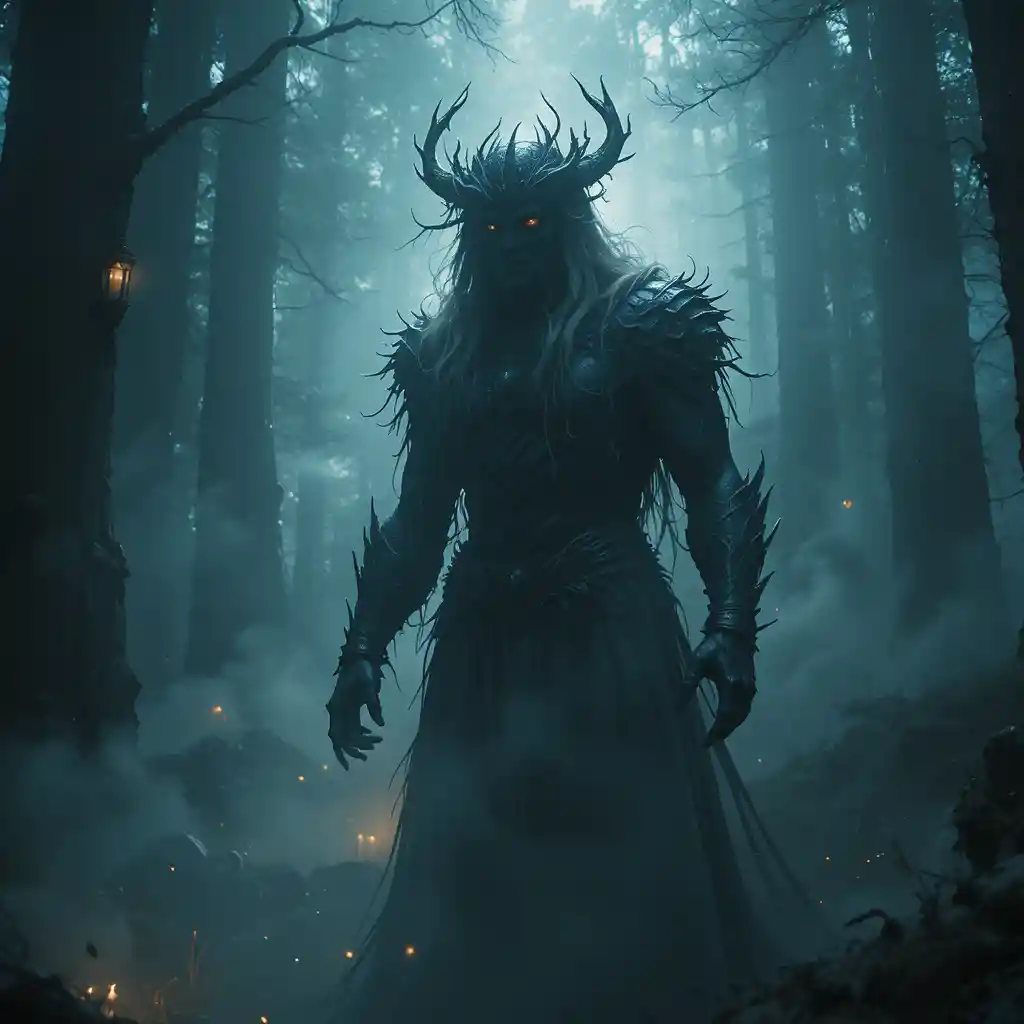 Mysterious Forest Guardian In Volumetric Light And Fog