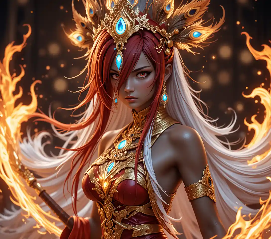 Anime warrior woman with massive katana and neon guild marks