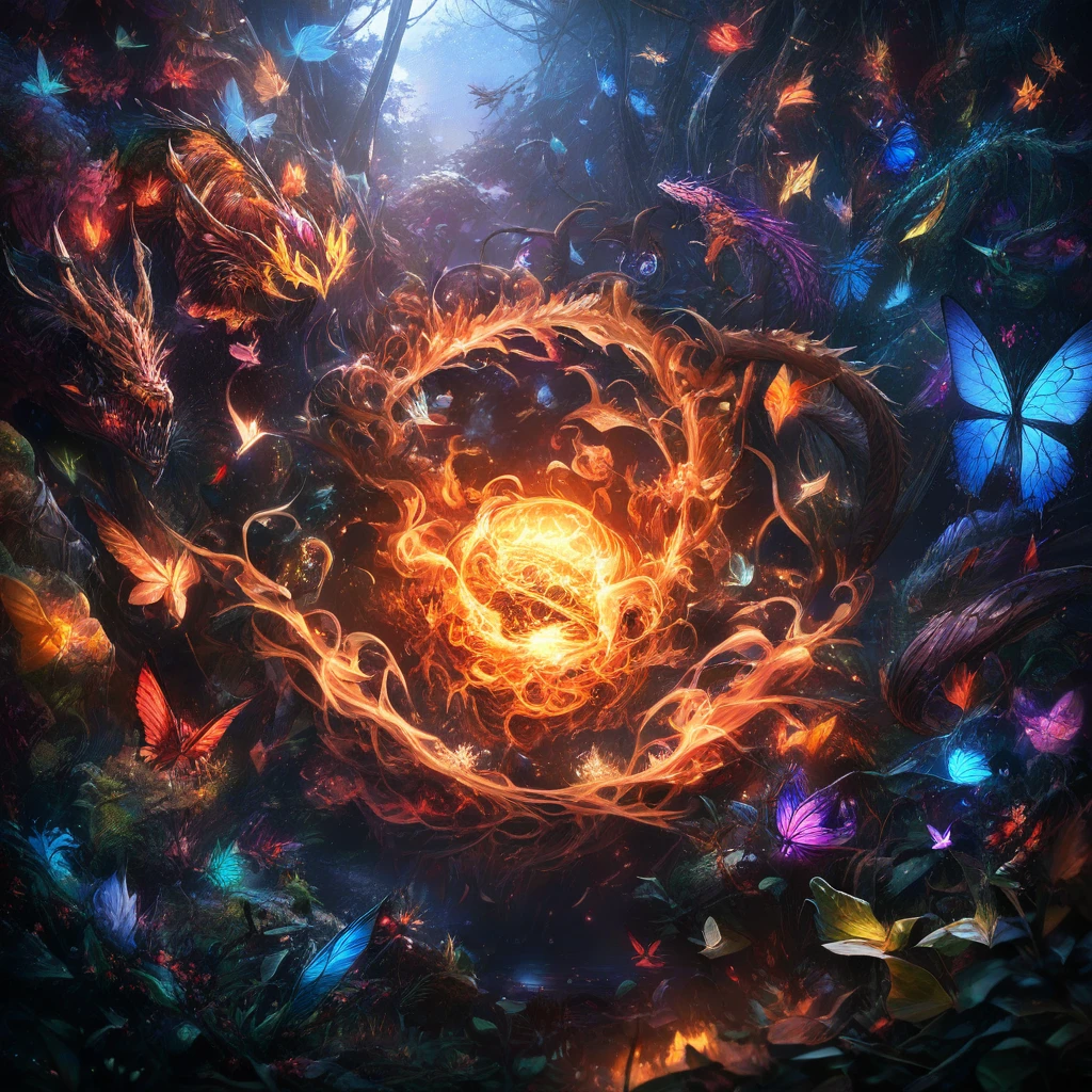 詛咒獅子在陰森發光的叢林中狩獵