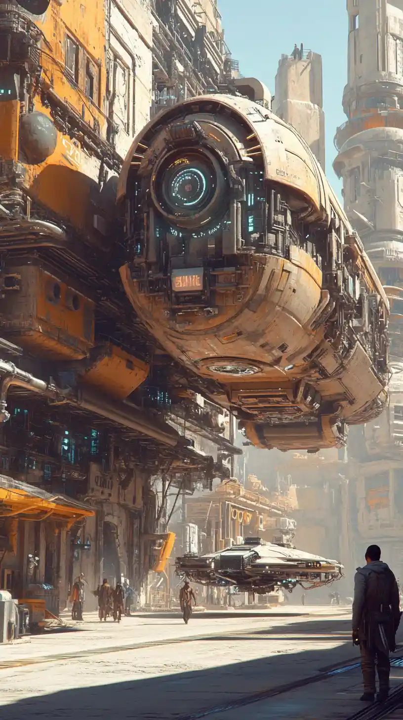 Cowboy futuristico in una città del selvaggio west fatta di ologrammi