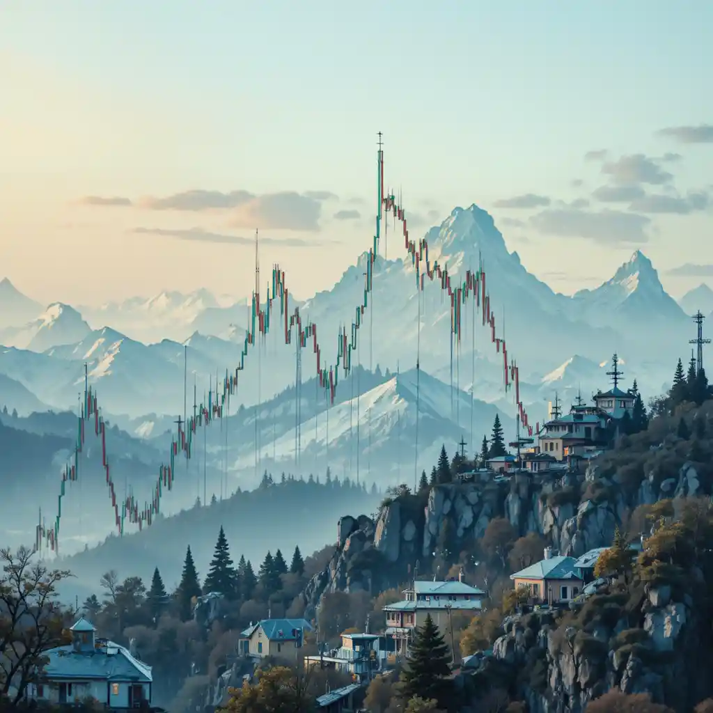 Cryptocurrency price chart consolidating above key support level