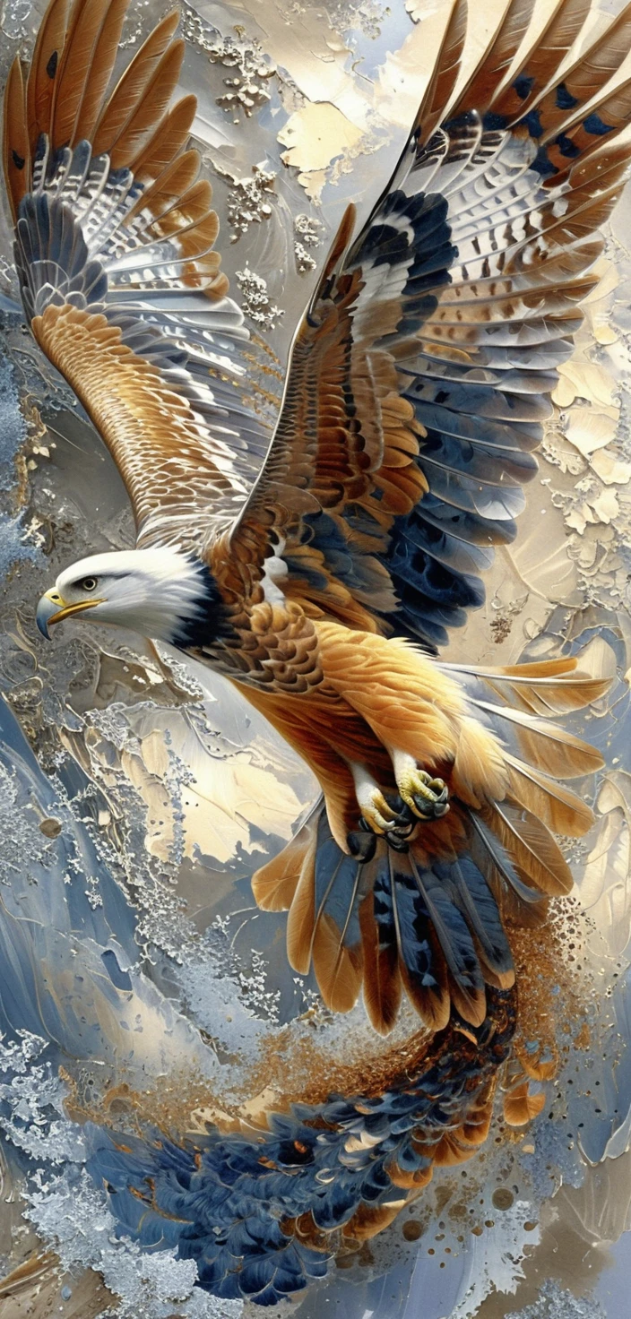 Majestic blue energy eagle with glowing white head