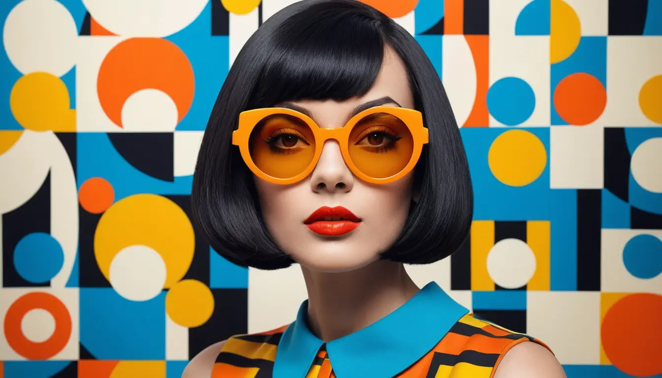Colorful pop art portrait of a woman with bold geometry