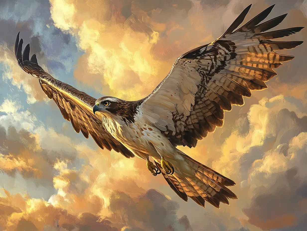 Majestic bird of prey soaring across the open sky