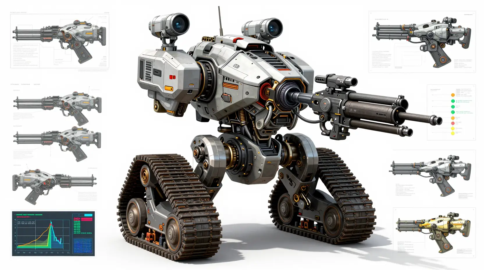 Futuristic Urban Warfare Mech On Heavy Treads Blueprint