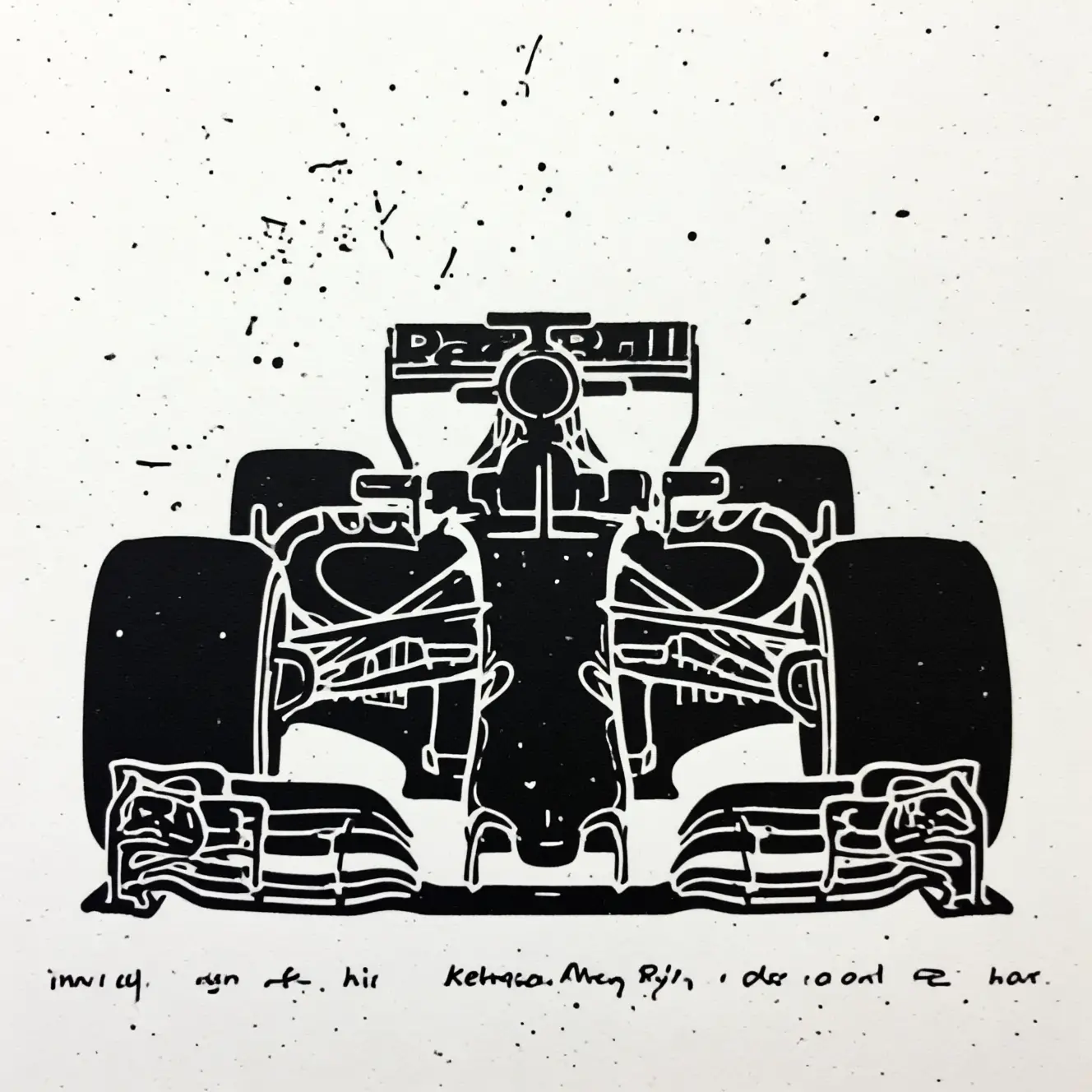 スタイリッシュな黒いF1レーシングカーのミニマルなリノカット