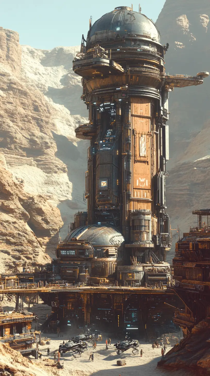 Futuristic cowboy world blending desert frontier and technology