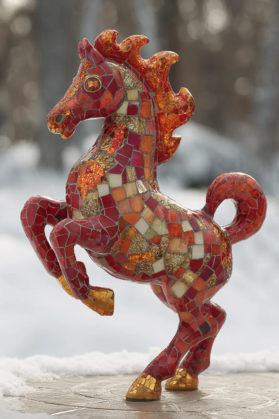 Expressive Red Fire Horse With Flowing Fiery Mane