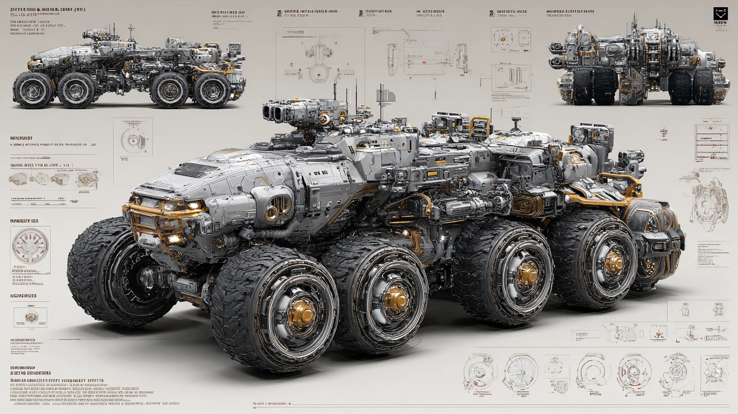 Futuristisches gepanzertes Kampffahrzeug – technisches Design-Layout