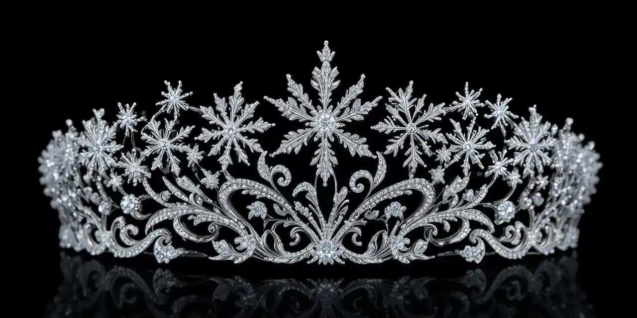 白金雪花鑽石與蛋白石波浪設計王冠