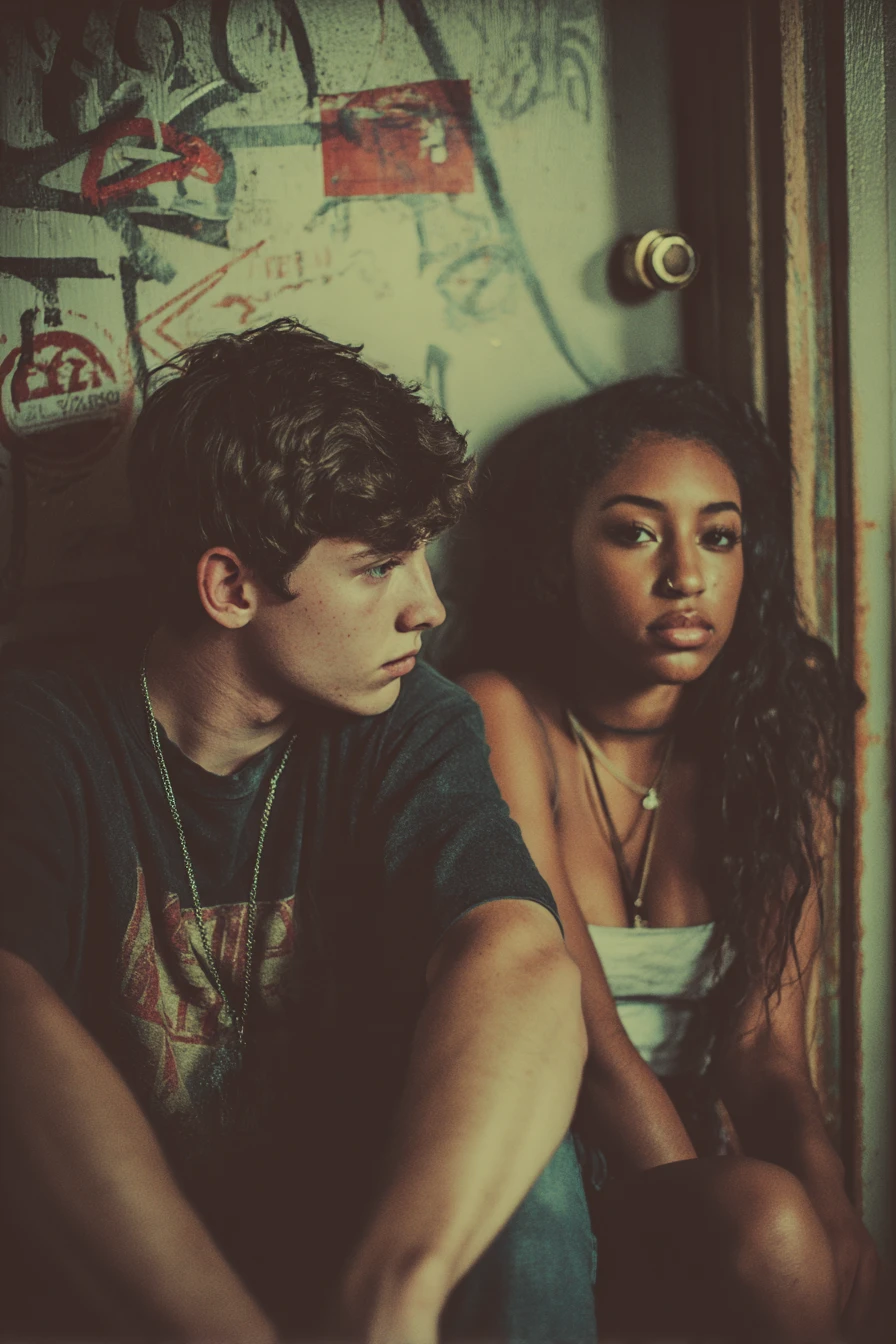 Powerful romantic scene of youth headed for heartbreak