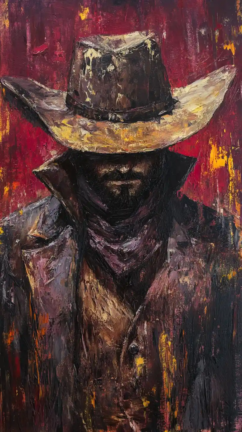 Anime-Nahaufnahme eines einsamen Cowboy-Gunslingers