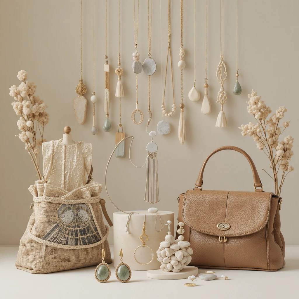 Upcycled fashion accessories with minimalist eco luxury styling