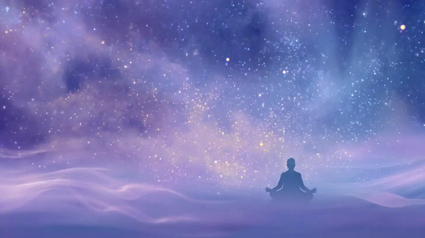 Silhouette Meditating Under A Peaceful Starry Night Sky