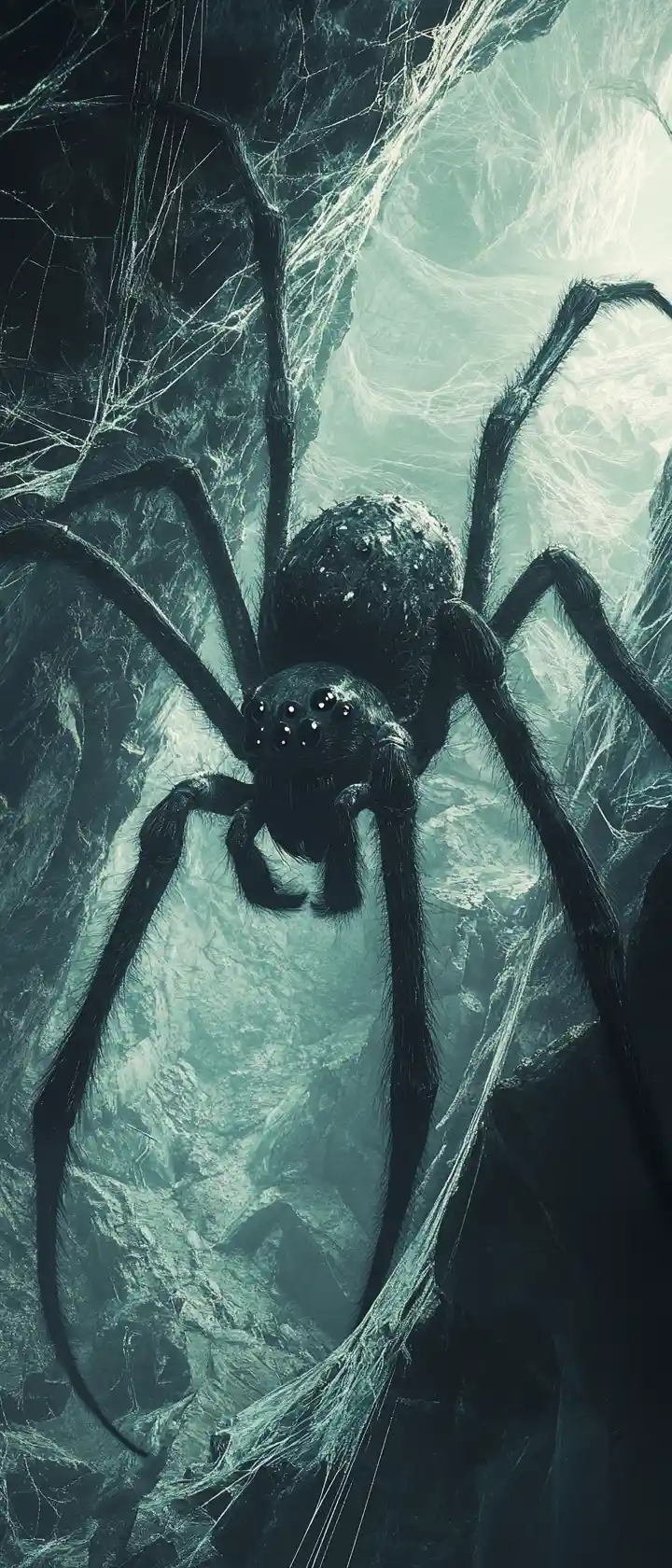Araignée gigantesque et surréaliste dans une architecture déformée et fondante