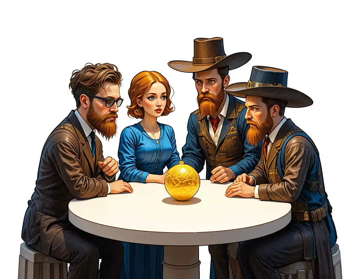 Grupo low poly admirando um único lingote de ouro