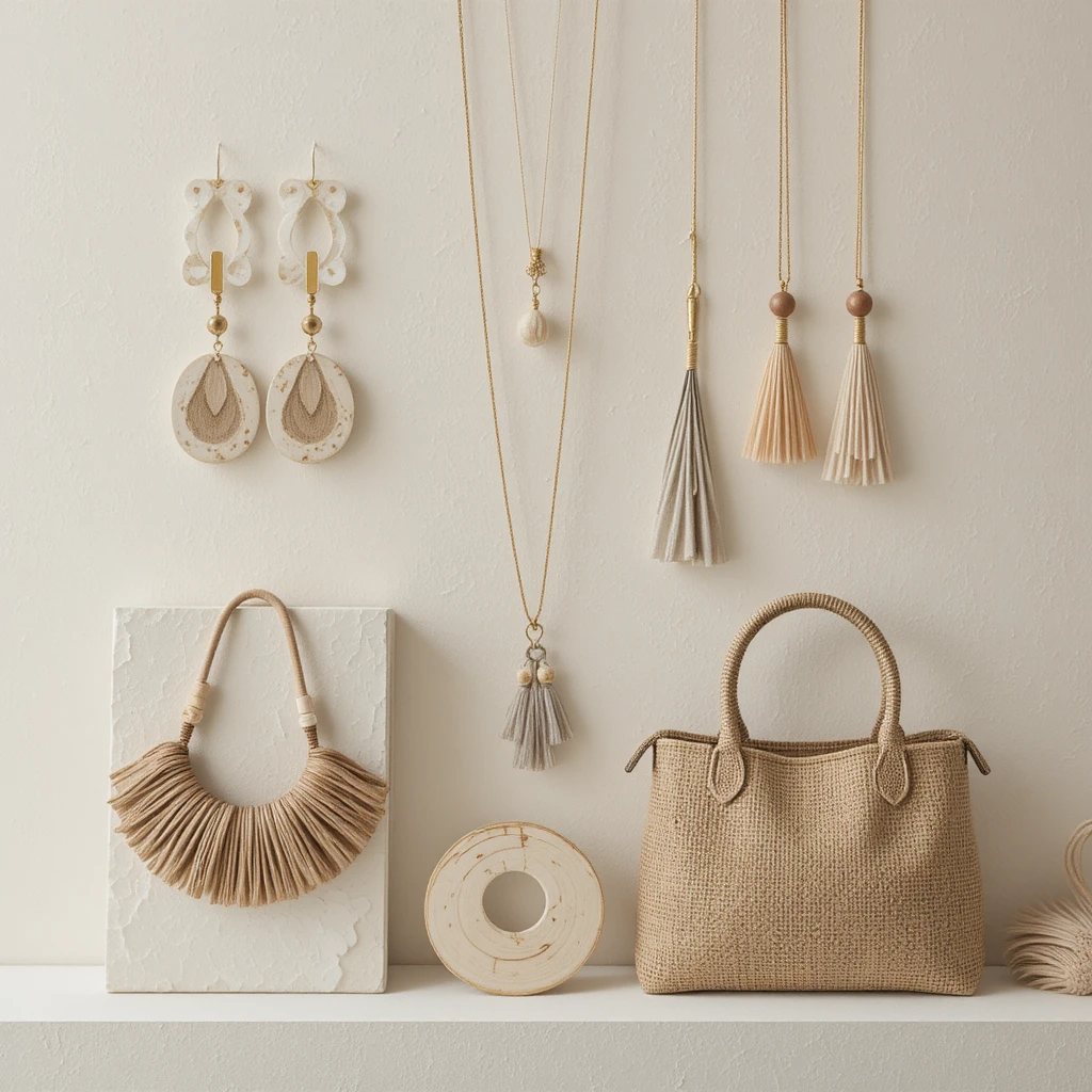 Acessórios de moda upcycled com exibição minimalista de luxo ecológico