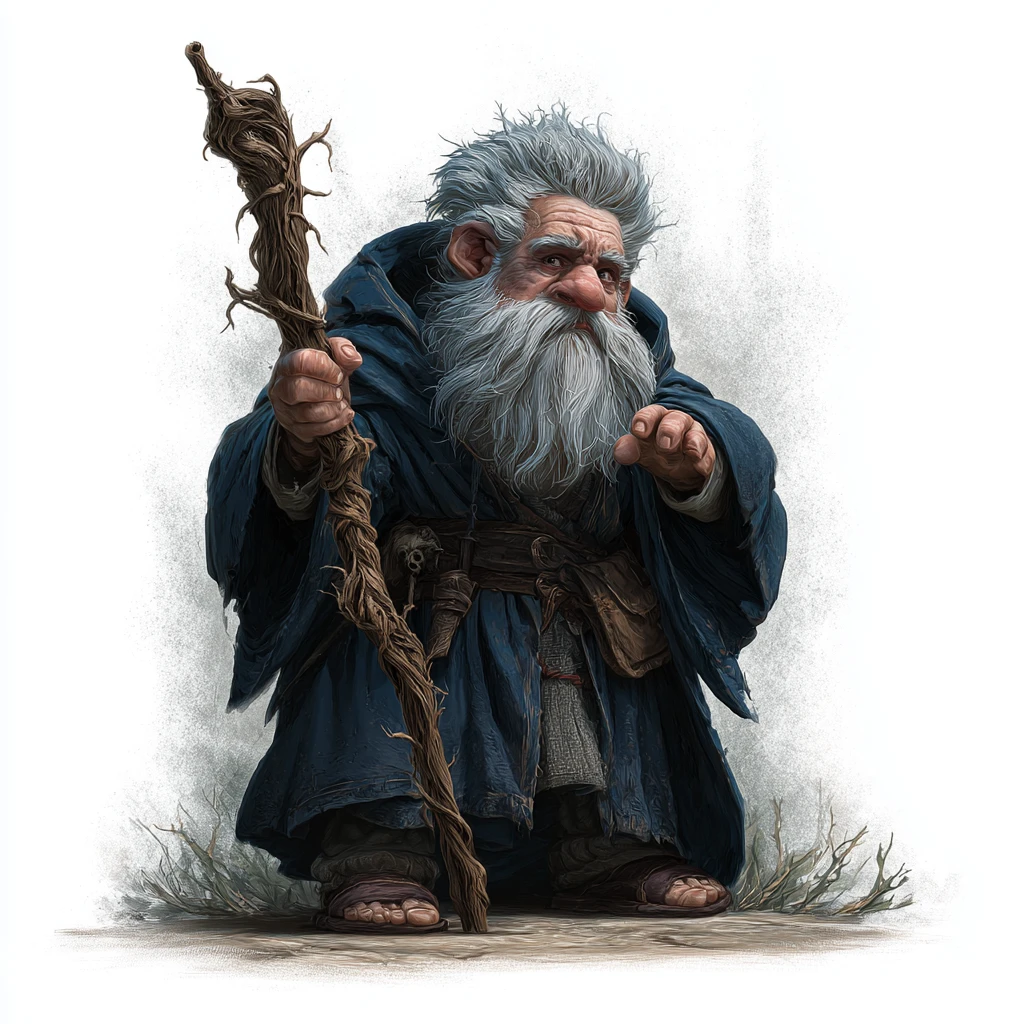 身穿藍色長袍施展防禦魔法的黑暗矮人法師