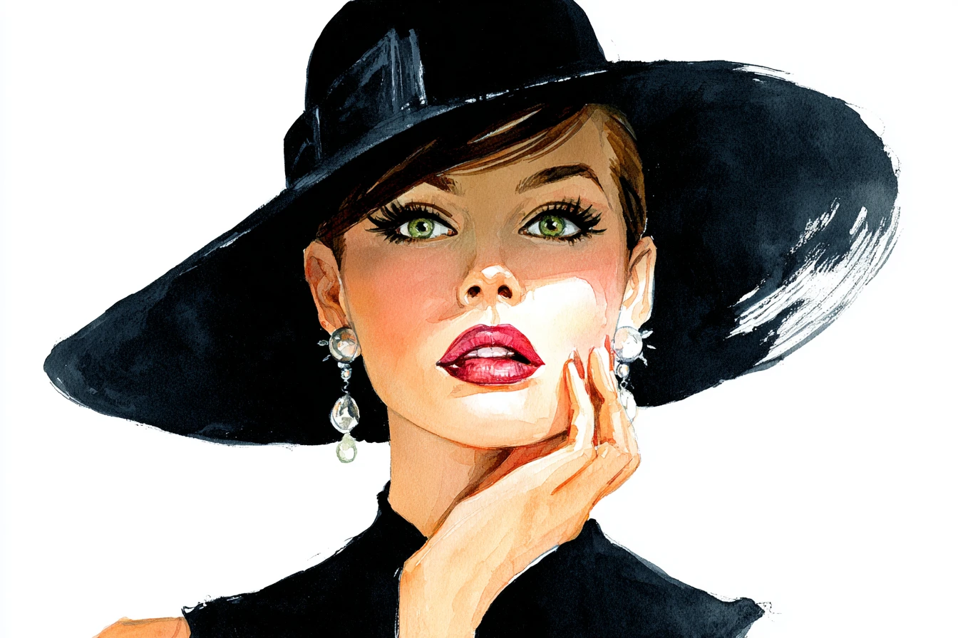 Donna elegante con fedora nero e giacca di pelle sartoriale
