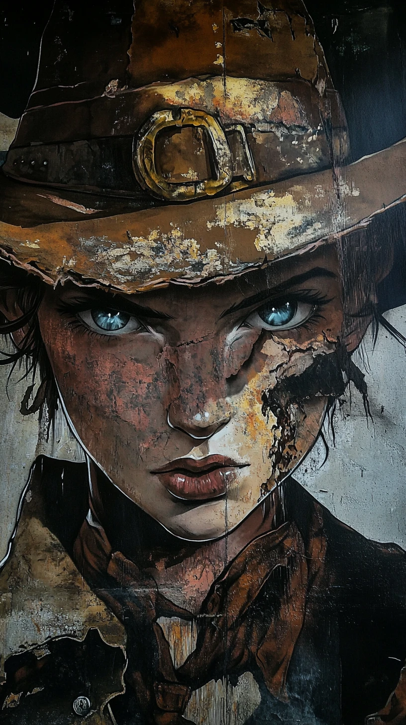 Gros plan d’un cowboy d’anime dans un duel western rustique