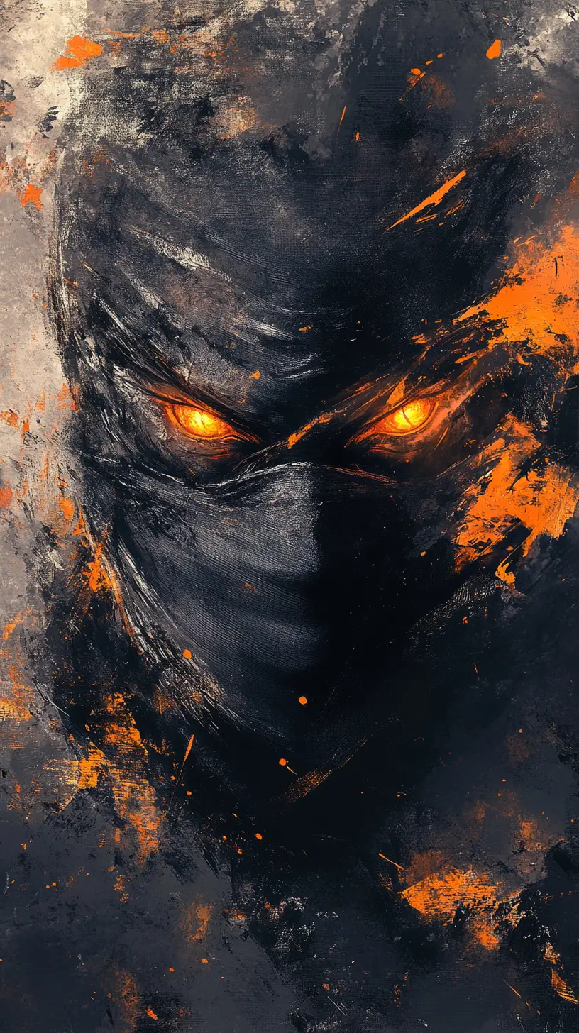 Menacing skull masked ninja in swirling dark smoke