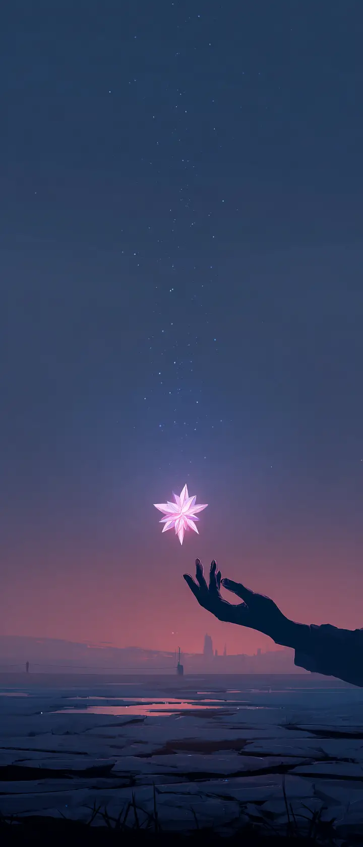 Hand Reaching To Catch A Glowing Falling Star