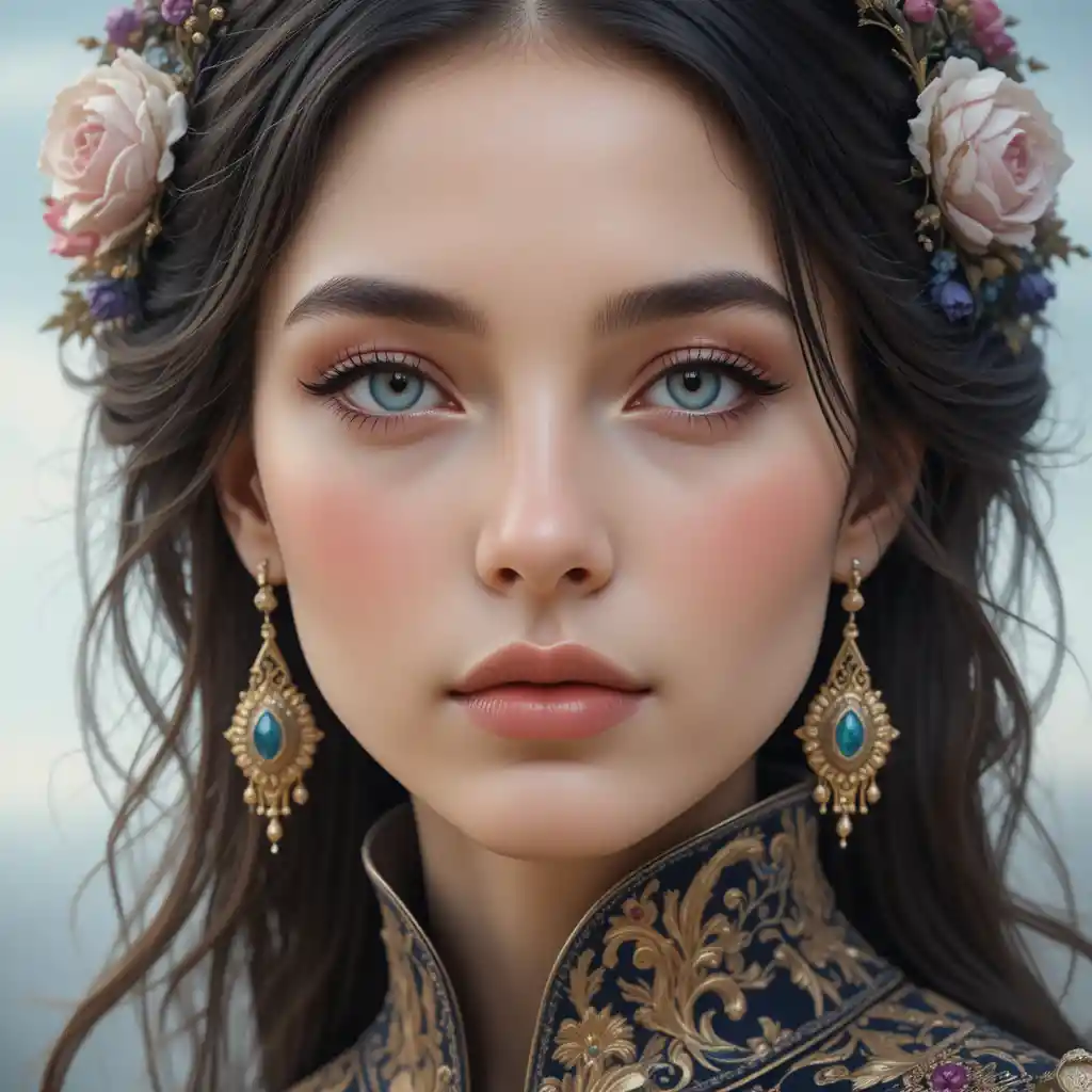 藍眼女子的華麗奇幻肖像